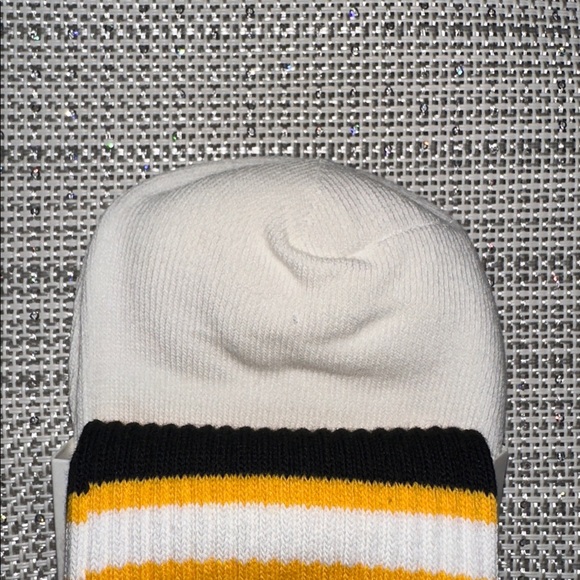 casa clara Rugby White Gold Black Ribbed Varsity Stripe Cotton Crew Socks - Picture 7 of 7